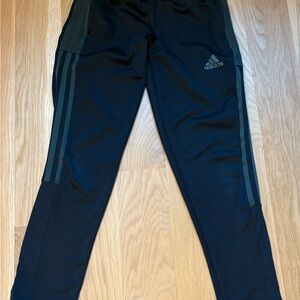 Adidas Tiro Kids Black Joggers with Gray Stripes